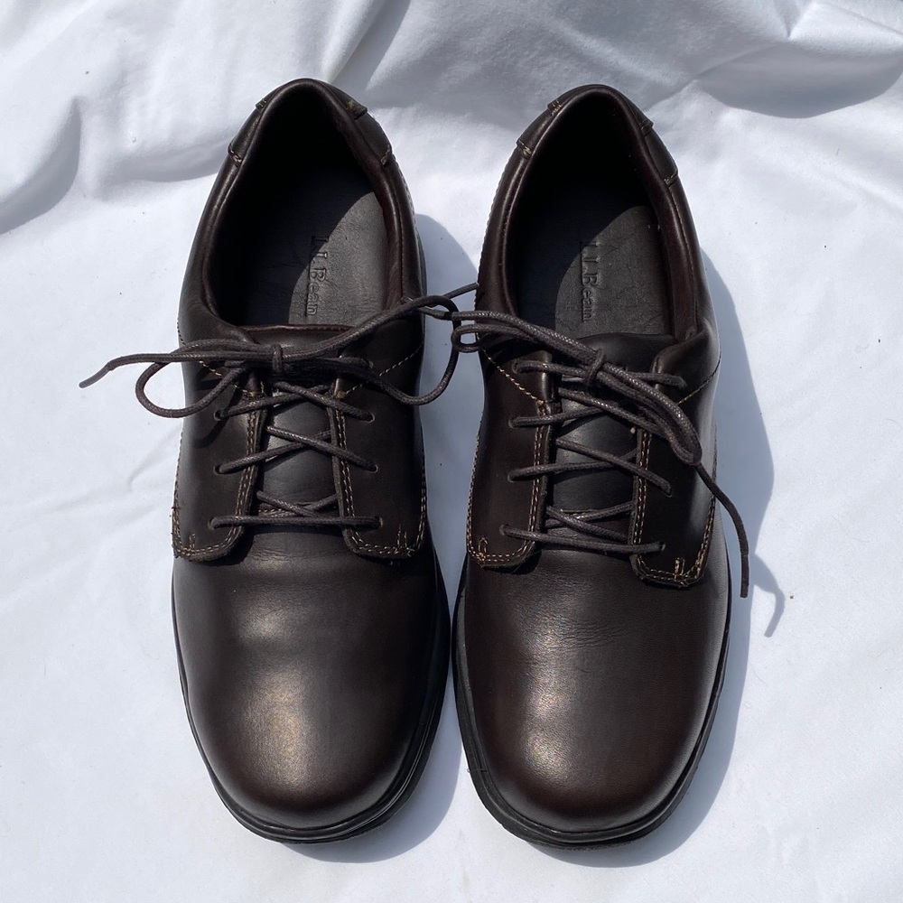 L.L. Bean Men's Waterproof Casual Brown Leather Oxfords 10W (EE)-New with Box